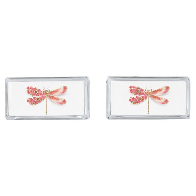 Flower dragonfly with jewelry sakura cufflinks (Front)