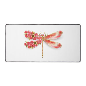 Flower dragonfly with jewelry sakura desk mat
