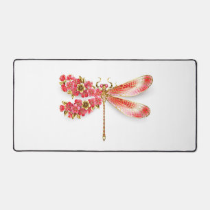 Flower dragonfly with jewelry sakura desk mat
