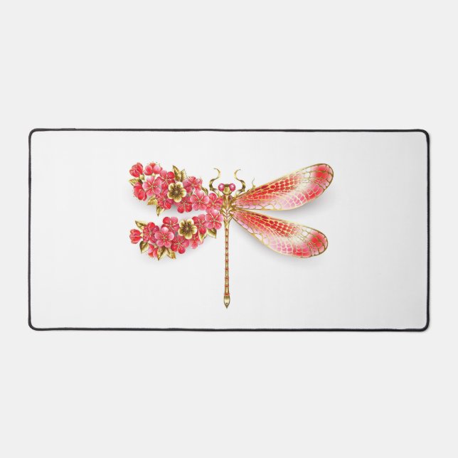 Flower dragonfly with jewelry sakura desk mat (Front)