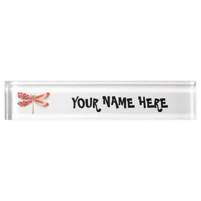 Flower dragonfly with jewelry sakura desk name plate (Front)
