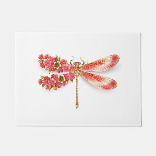 Flower dragonfly with jewelry sakura doormat