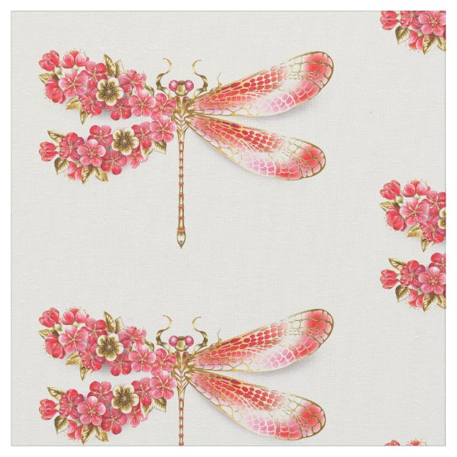 Flower dragonfly with jewelry sakura fabric (Close Up)