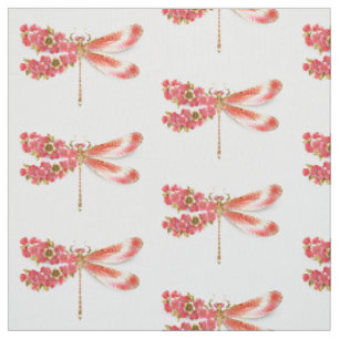 Flower dragonfly with jewelry sakura fabric