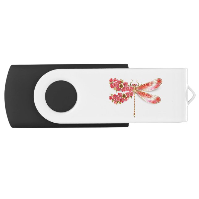 Flower dragonfly with jewelry sakura flash drive (Front)