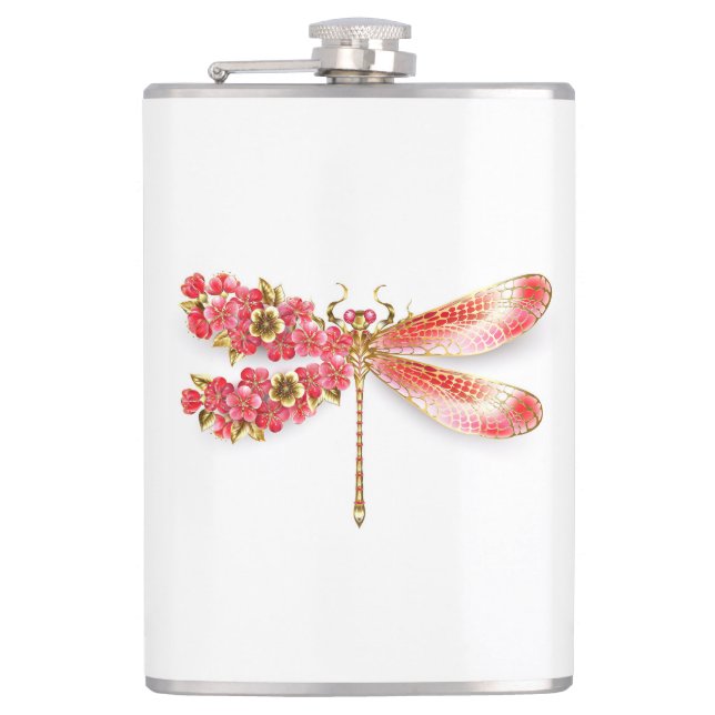 Flower dragonfly with jewelry sakura flask (Front)