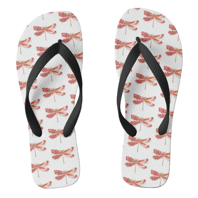 Flower dragonfly with jewelry sakura flip flops (Footbed)