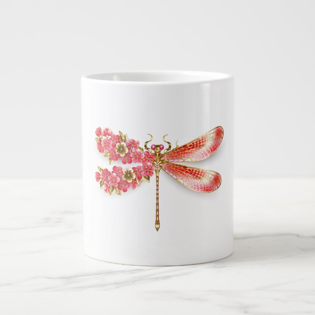 Flower dragonfly with jewelry sakura giant coffee mug (Front)