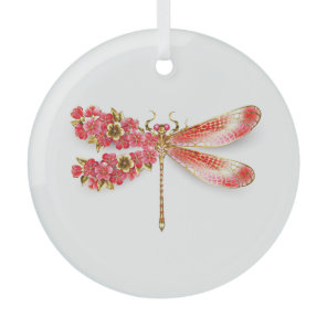 Flower dragonfly with jewelry sakura glass ornament