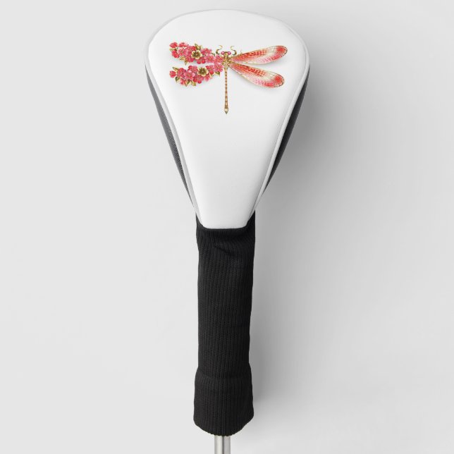 Flower dragonfly with jewelry sakura golf head cover (Front)