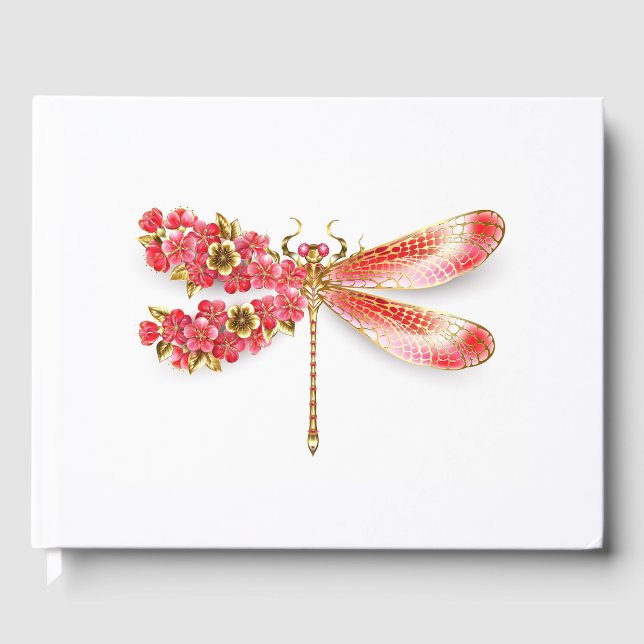 Flower dragonfly with jewelry sakura guest book (Front)