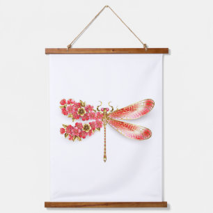 Flower dragonfly with jewelry sakura hanging tapestry