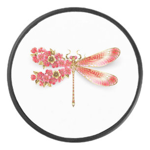 Flower dragonfly with jewelry sakura hockey puck