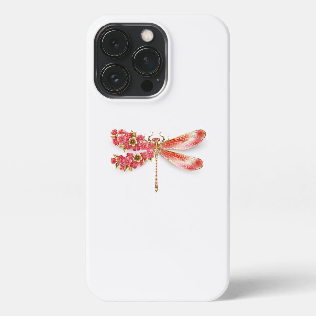 Flower dragonfly with jewelry sakura iPhone case (Back)