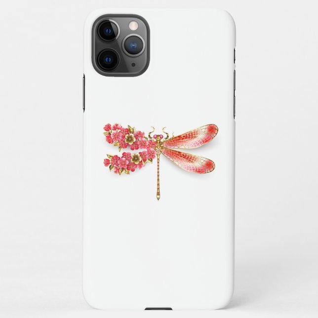 Flower dragonfly with jewelry sakura iPhone case (Back)