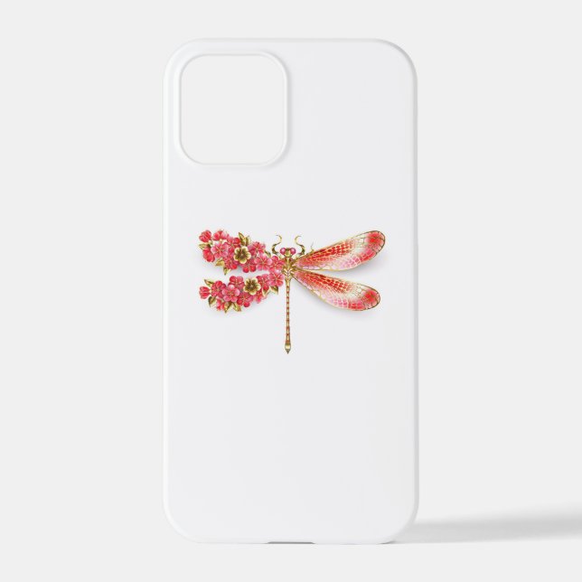 Flower dragonfly with jewelry sakura iPhone case (Back)