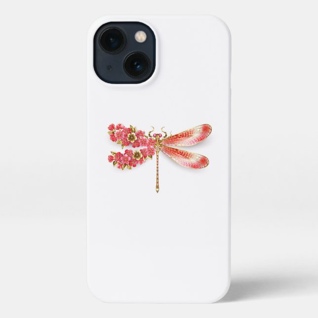 Flower dragonfly with jewelry sakura iPhone case (Back)