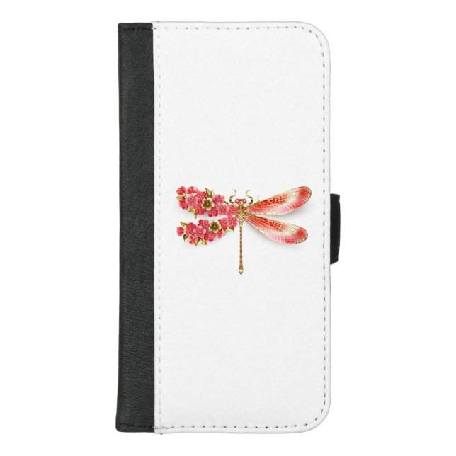 Flower dragonfly with jewelry sakura iPhone wallet case (Front)