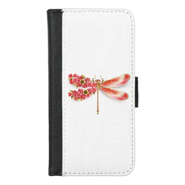 Flower dragonfly with jewelry sakura iPhone wallet case (Front)