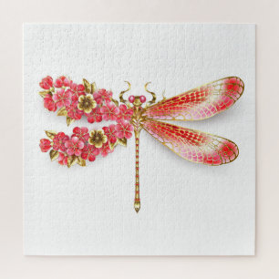Flower dragonfly with jewelry sakura jigsaw puzzle