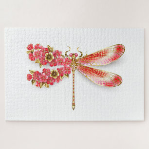 Flower dragonfly with jewelry sakura jigsaw puzzle