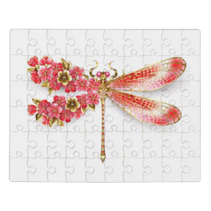Flower dragonfly with jewelry sakura jigsaw puzzle