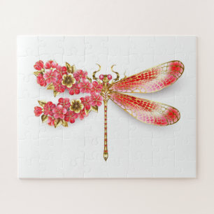 Flower dragonfly with jewelry sakura jigsaw puzzle
