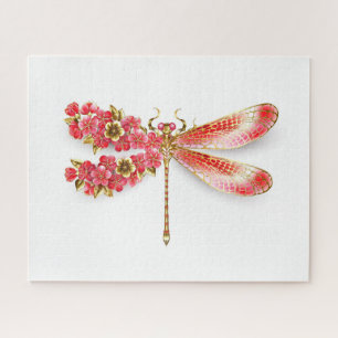 Flower dragonfly with jewelry sakura jigsaw puzzle