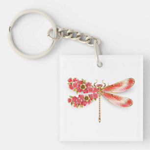Flower dragonfly with jewelry sakura keychain