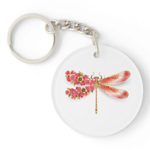 Flower dragonfly with jewelry sakura keychain