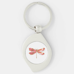 Flower dragonfly with jewelry sakura keychain