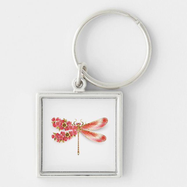 Flower dragonfly with jewelry sakura keychain (Front)