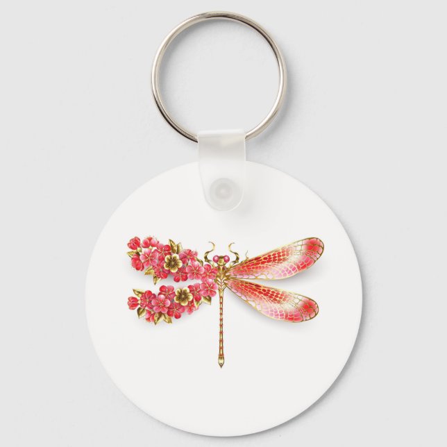 Flower dragonfly with jewelry sakura keychain (Front)