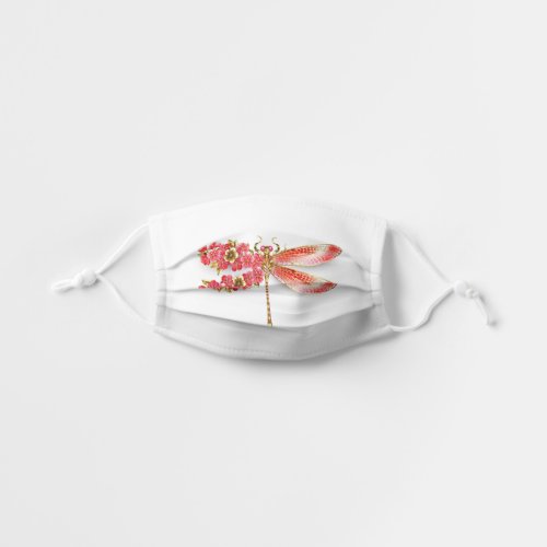 Flower dragonfly with jewelry sakura kids cloth face mask