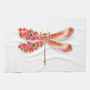 Flower dragonfly with jewelry sakura kitchen towel