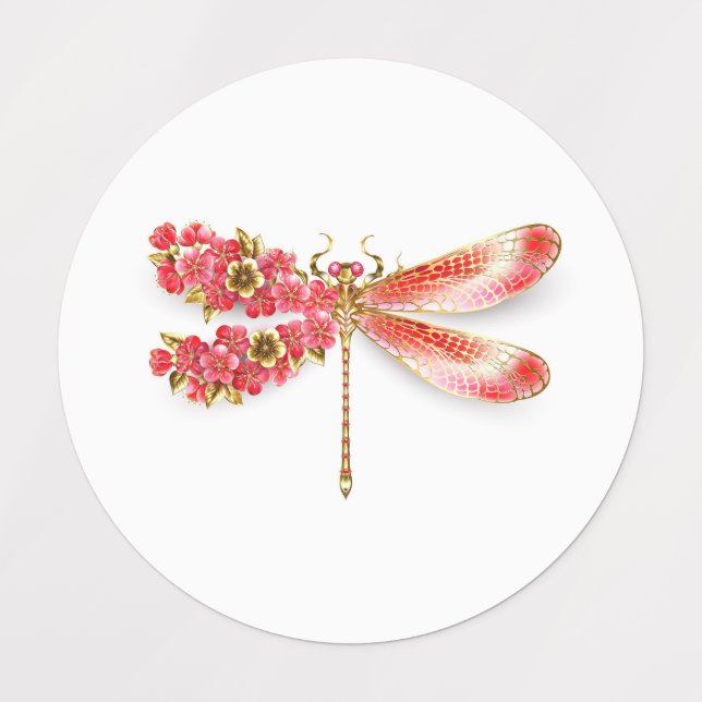 Flower dragonfly with jewelry sakura labels (Design 1)