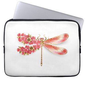 Flower dragonfly with jewelry sakura laptop sleeve