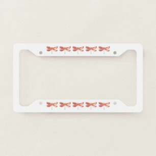 Flower dragonfly with jewelry sakura license plate frame
