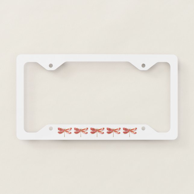 Flower dragonfly with jewelry sakura license plate frame (Front)