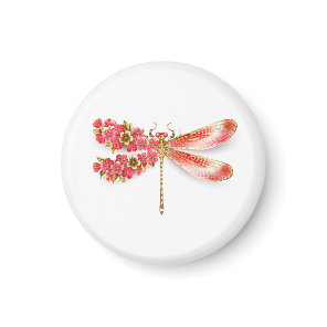 Flower dragonfly with jewelry sakura magnet