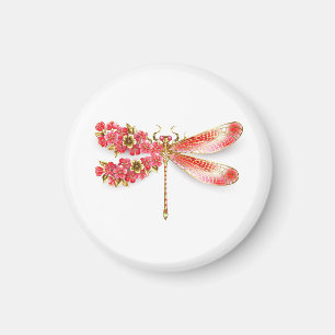 Flower dragonfly with jewelry sakura magnet