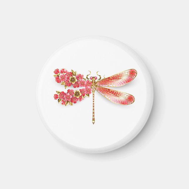 Flower dragonfly with jewelry sakura magnet (Front)