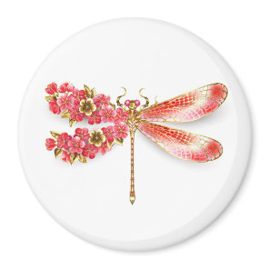 Flower dragonfly with jewelry sakura magnet