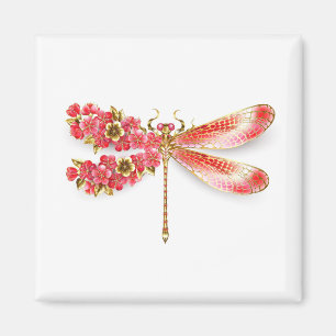 Flower dragonfly with jewelry sakura magnet