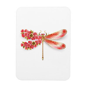 Flower dragonfly with jewelry sakura magnet