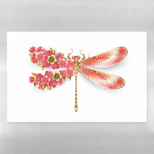 Flower dragonfly with jewelry sakura magnetic dry erase sheet