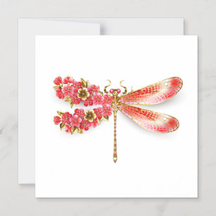 Flower dragonfly with jewelry sakura magnetic invitation
