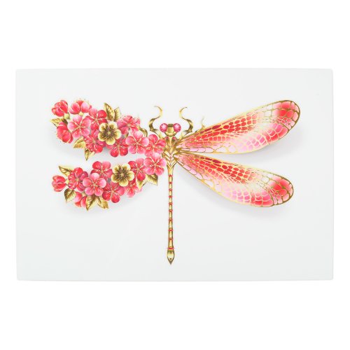 Flower dragonfly with jewelry sakura metal print