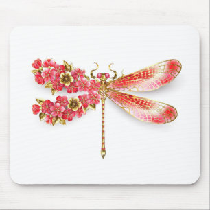 Flower dragonfly with jewelry sakura mouse pad