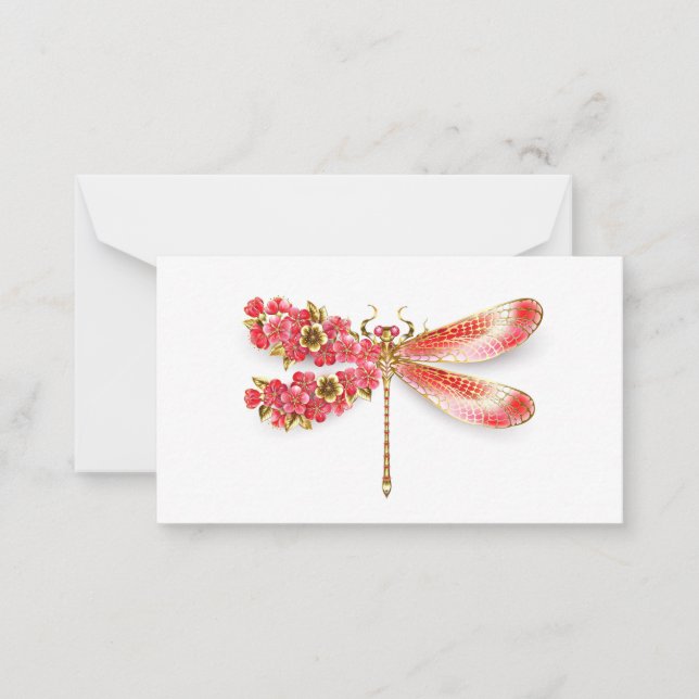 Flower dragonfly with jewelry sakura note card (Front)